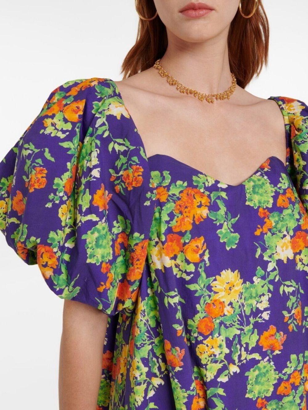 Caroline Constas Palmer Floral Puff Sleeve Mini Dress Size XS